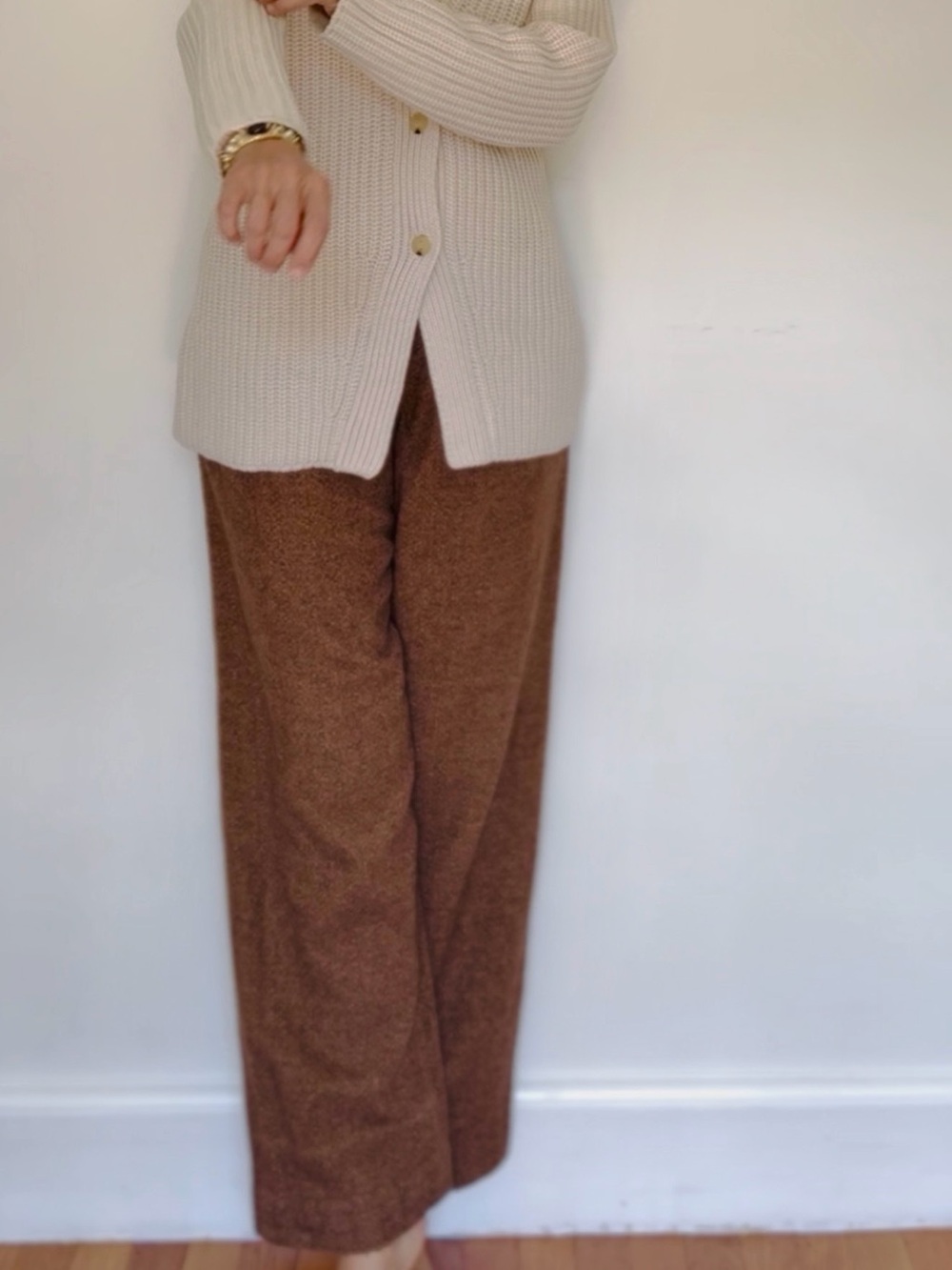 Vince Wide-Leg Wool-Blend Pants in Brown